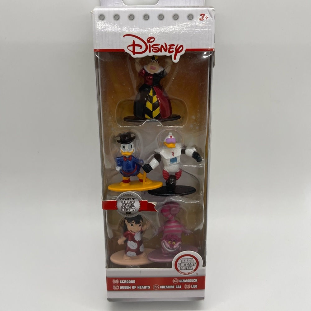 DISNEY NANO METALFIGS SCROOGE, GIZMODUCK, CHESIRE CAT, LILO & QUEEN OF HEARTS